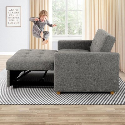 49'' Convertible Futon Sofa Bed Loveseat Sleeper Sofa Couch w/Pull-Out Sofa Bed