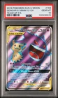 2019 POKEMON SUN & MOON TEAM UP #164 FULL ART/GENGAR & MIMIKYU GX PSA 10