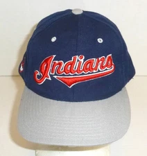 VTG Drew Pearson Cleveland Indians Script Snapback Adjustable Hat W/FLAWS READ