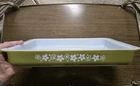 Vintage Pyrex Spring Blossom Green Lasagna Pan Baking Dish #933 “Crazy Daisy”