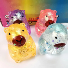 Capybara Glitter Squishy Fidget Squeeze Toys Party Favors 12 Pack Assorted 