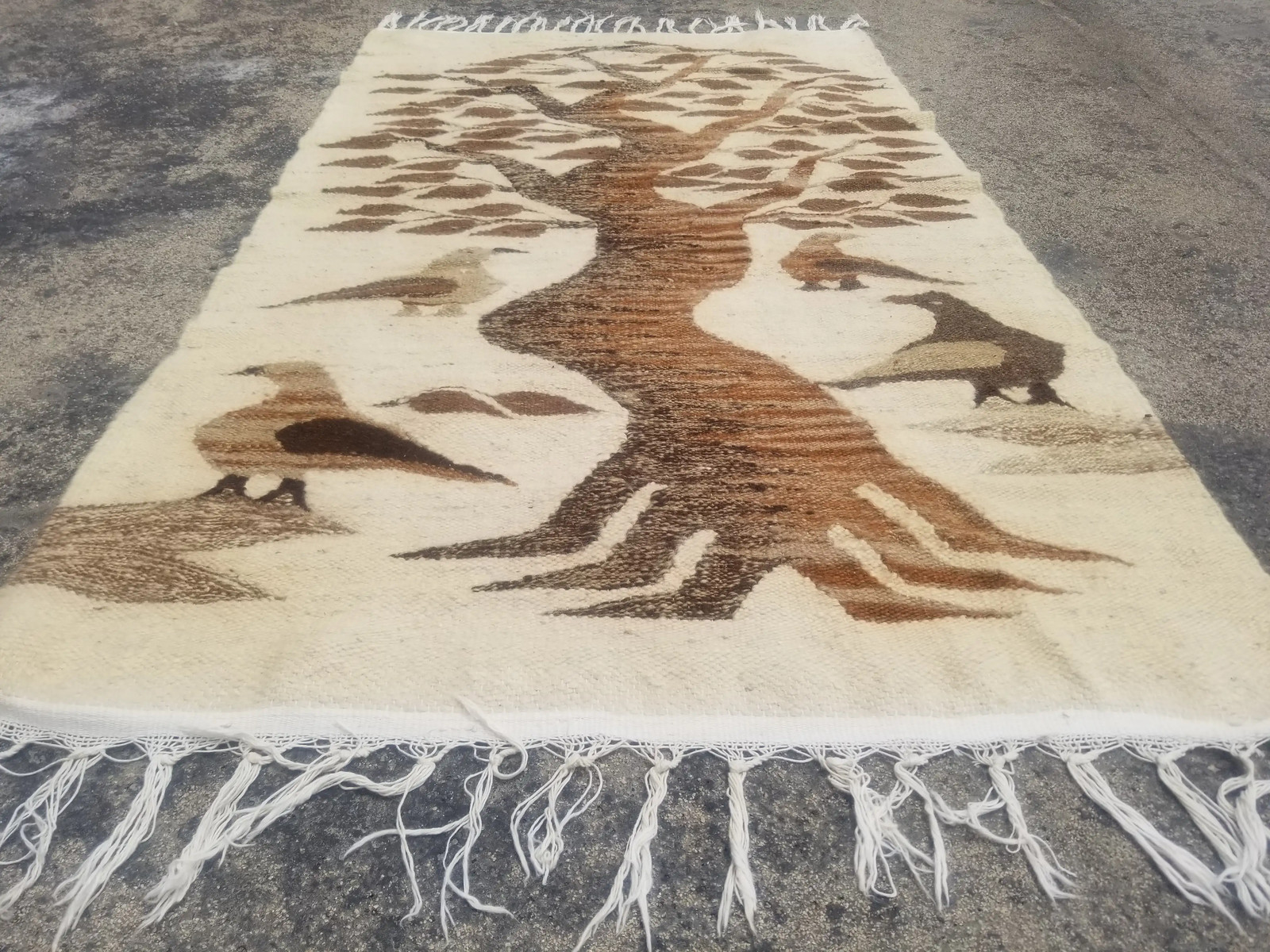 Vintage Handmade Egyptian Tree Of Life Wool Multicolor Kilim 4.1x2.4 ft