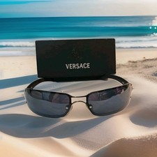 Rare Never Worn Vintage Versace Black Wrap Sunglasses