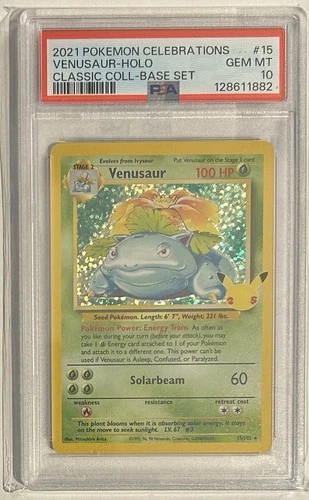 2021 POKEMON CELEBRATIONS CLASSIC COLLECTION #15 VENUSAUR-HOLO PSA 10