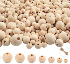 950PCS Wooden Beads Unfinished Natural Wood Beads 7 Sizes for Macrame Jewelry DI