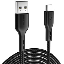 4 ft. High-Speed 3A Braided USB-C to USB-A Charge Sync Cable - Black