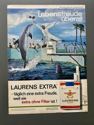 Laurens Extra Cigarette Delfin Marine Studios 1960 Vintage Ad Werbung Reklame