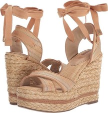 Sam Edelman Vaughn Natural Multi Raffia Espadrille Wedge Women's 10 Medium NIB
