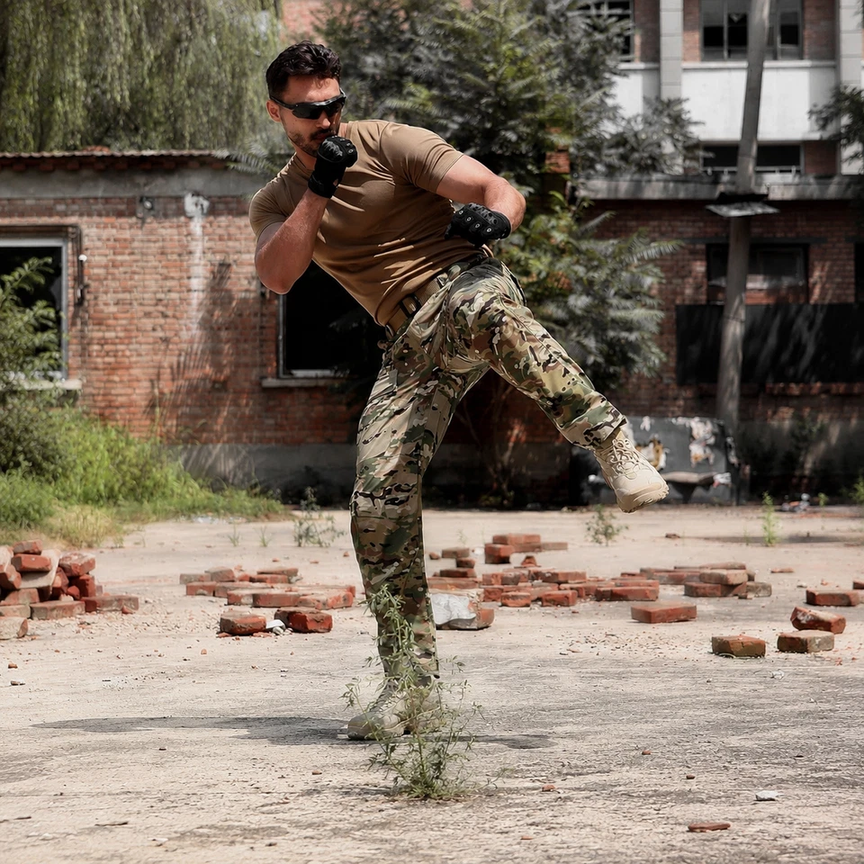 Pantalon Cargo Homme Multipoches Zippé Mince Pantalon Combat Pantalon de Travail - Photo 2/4