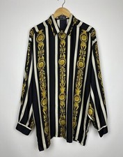 RARE VINTAGE 1990s VERSACE V2 CLASSIC SHIRT SILK SEDA BAROCCO GREEK PRINT V/XL