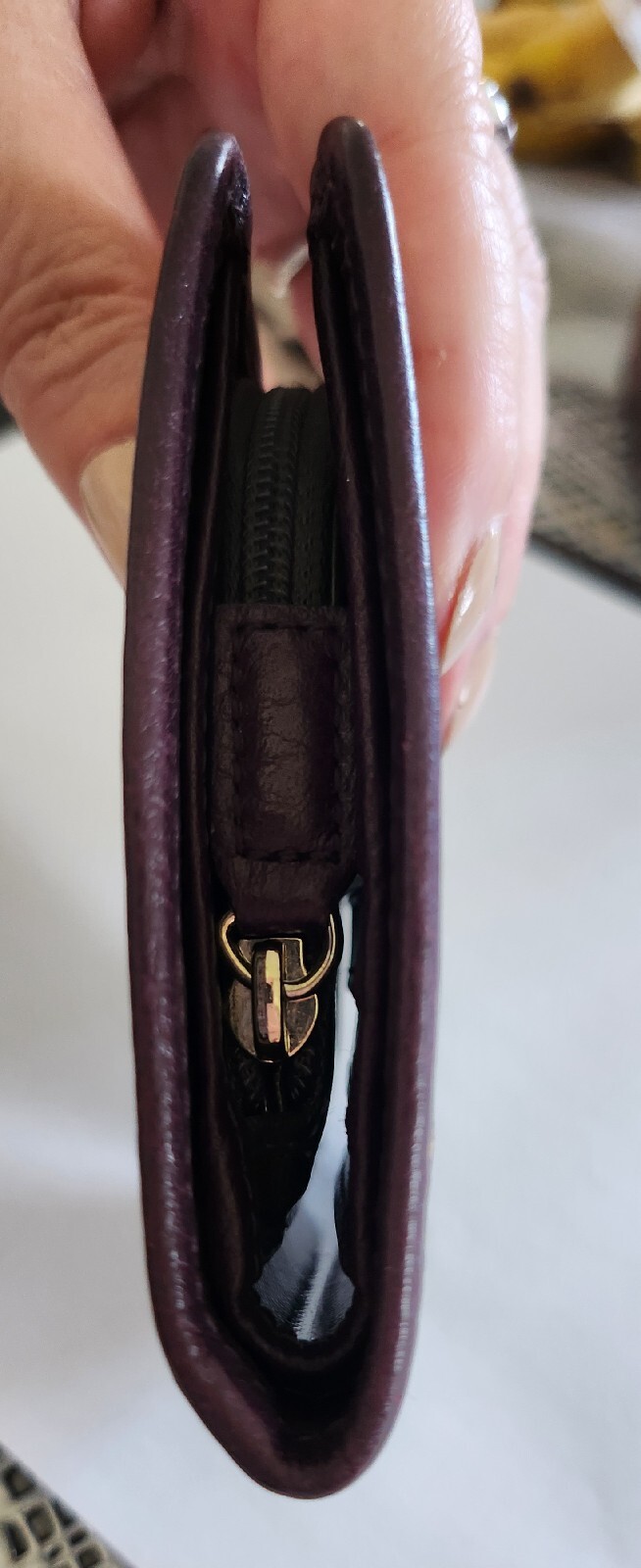 Radley Small Purple Oilskin leather Purse Wallet Compact Coins Notes