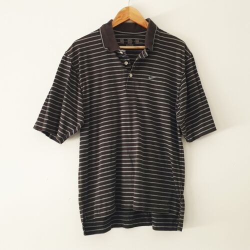 Nike Golf Mens Size S short sleeve Polo Shirt striped T-shirt Black embroidered - Imagen 1 de 6