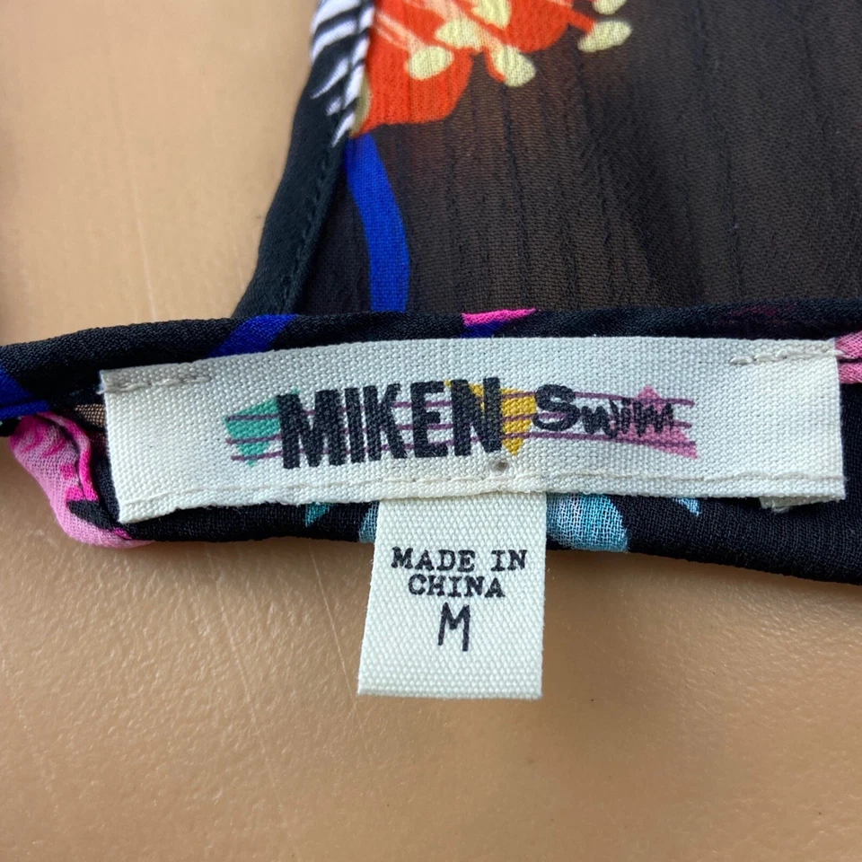 Pancho de natación de manga corta con estampado floral tropical Miken talla mediana Foto 4 de 4