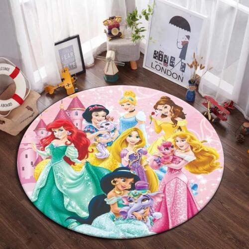 Alfombra de piso redonda para niños 3D Disney Princess niños niñas dormitorio alfombra silla alfombra - Imagen 13 de 13