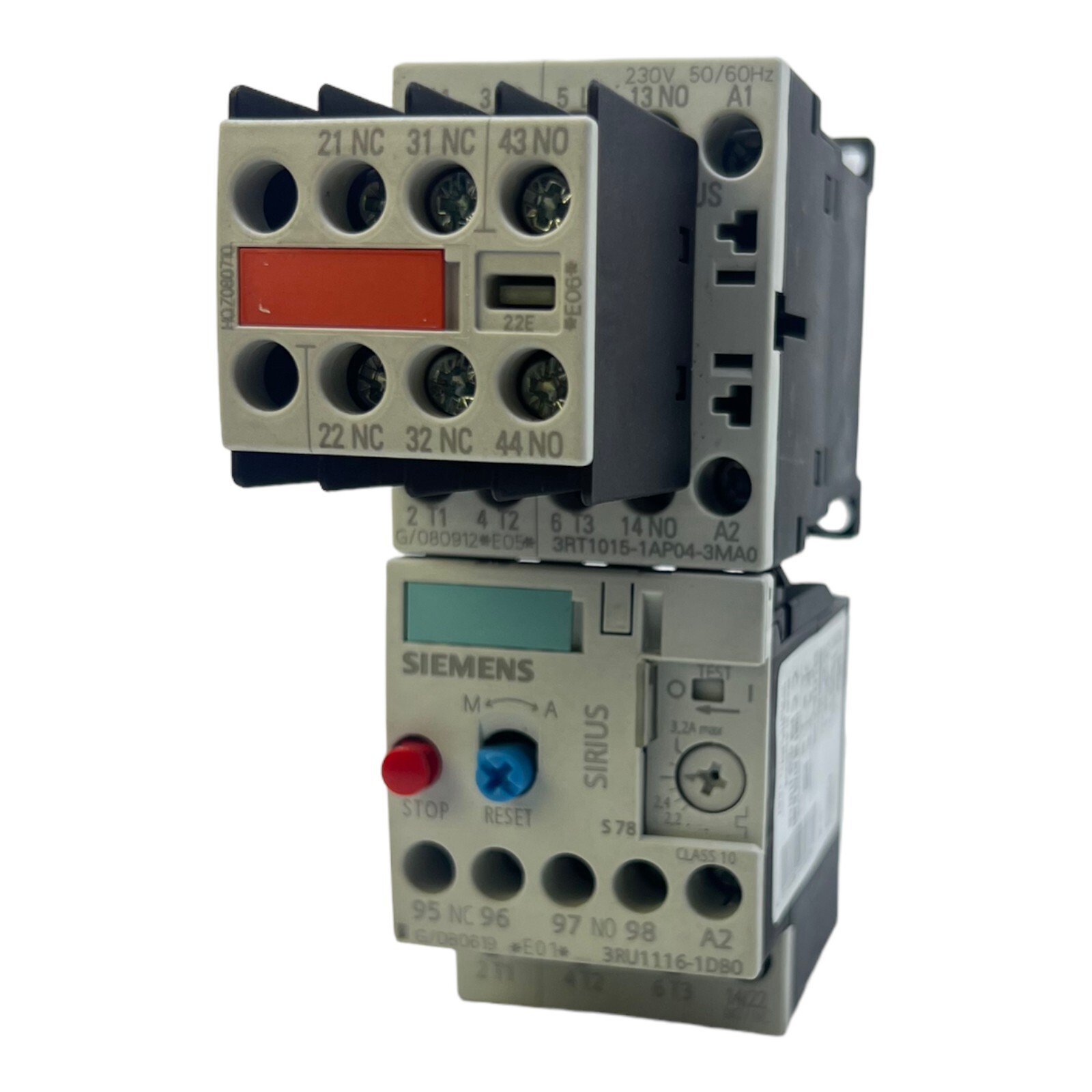 Siemens 3RU1116-1DB0 Overload Relay +3RT1015-1AP04-3MA0 +3RH1911-1HA12-3AA1