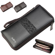 Mens Leather Zipper Wallet Multi Card Holder Phone Purse Clutch Cash Organizer