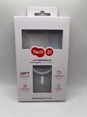 Tech21 Evo Sparkle MagSafe Case for iPhone 15 Pro Max (6.7'') - Lunar Clear