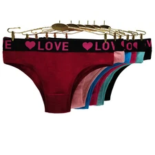 6 Pack Ladies Sexy Cotton Love Bikini Briefs Knickers Underpants Lingerie Panty