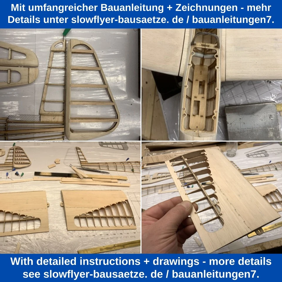 DFS Kranich Modellflugzeug Bausatz 1498 mm Spannweite Holz Segelflugzeug Kit - Bild 4 von 4