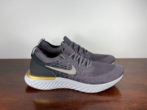 Men's Nike Epic React Flyknit Running Shoes Gold Thunder Grey AQ0067-009 Sz 8.5 - Picture 1 of 5