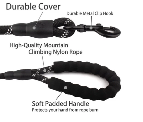 5 FT Dog Rope Leash - Reflective Nylon Lead, Training Padded Handle for Puppies - Picture 15 of 82