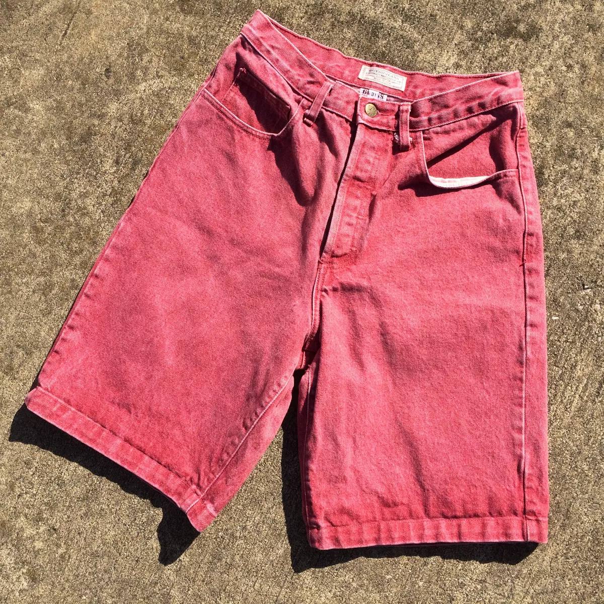 Vintage 27 Guess Jeans Georges Marciano Denim Shorts Red Hip Hop