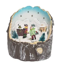 Christmas Village Skater Scene Animated Decor Lights 8 Songs Winter Wonder Lane