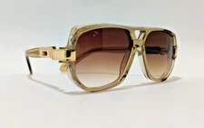 CAZAL Sunglasses Gold Crystal Gold Frame Brown Tinted Lens Men's Women's Eyewear