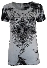 Affliction Women's “Amber Creek” short sleeve rhinestone sides t-shirt NWT