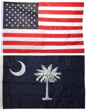 2x3 USA American Flag & State of South Carolina EMBROIDERED 210D Premium Set