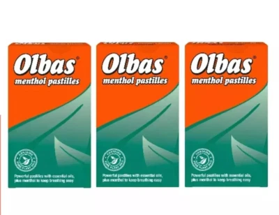 3x Olbas Pastilles Menthol Decongestant Sore Throat Relief Colds Pure Oils 45g