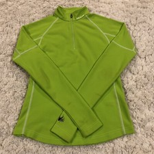 Spyder Womens 1/4 Zip Sweater Size 8 Green Base Layer Outdoor Hiking Ski