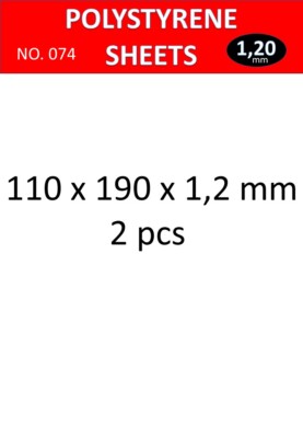 MW22 PLUSMODEL 074 POLYSTYRENE SHEETS 2X 110X190 X 1,2MM PLASTIK PLATTE