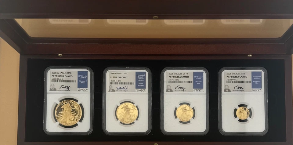 Moneda de 4 piezas 2008-W GE NGC PF70 ULTRA CAMAFEO FIRMADA POR ED MOY Foto 2 de 4