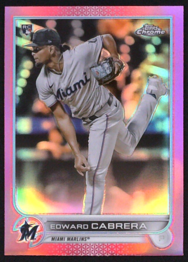 2022 Topps Chrome Edward Cabrera #64 BASEBALL Miami Marlins Pink Refractor
