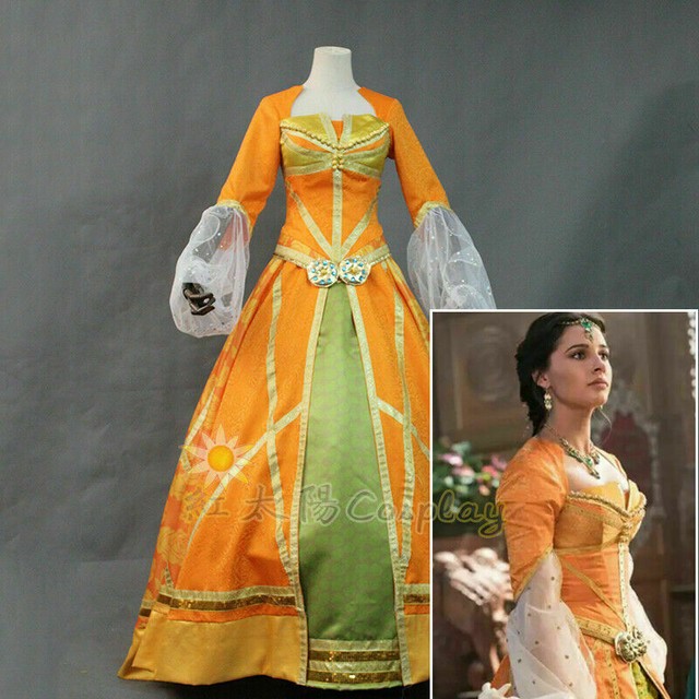 Princess Jasmine Dress 2019 Aladdin Adult Costume Orange Yellow Outfit