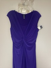 Chaps Dark Purple Drape Front Short Sleeve Dress New With Tags   Size XL