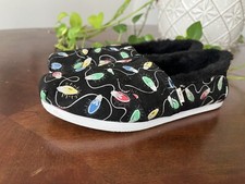 Toms Alpargatas Christmas Lights Shoes Cotton Blend Faux Fur Women s Size 5.5