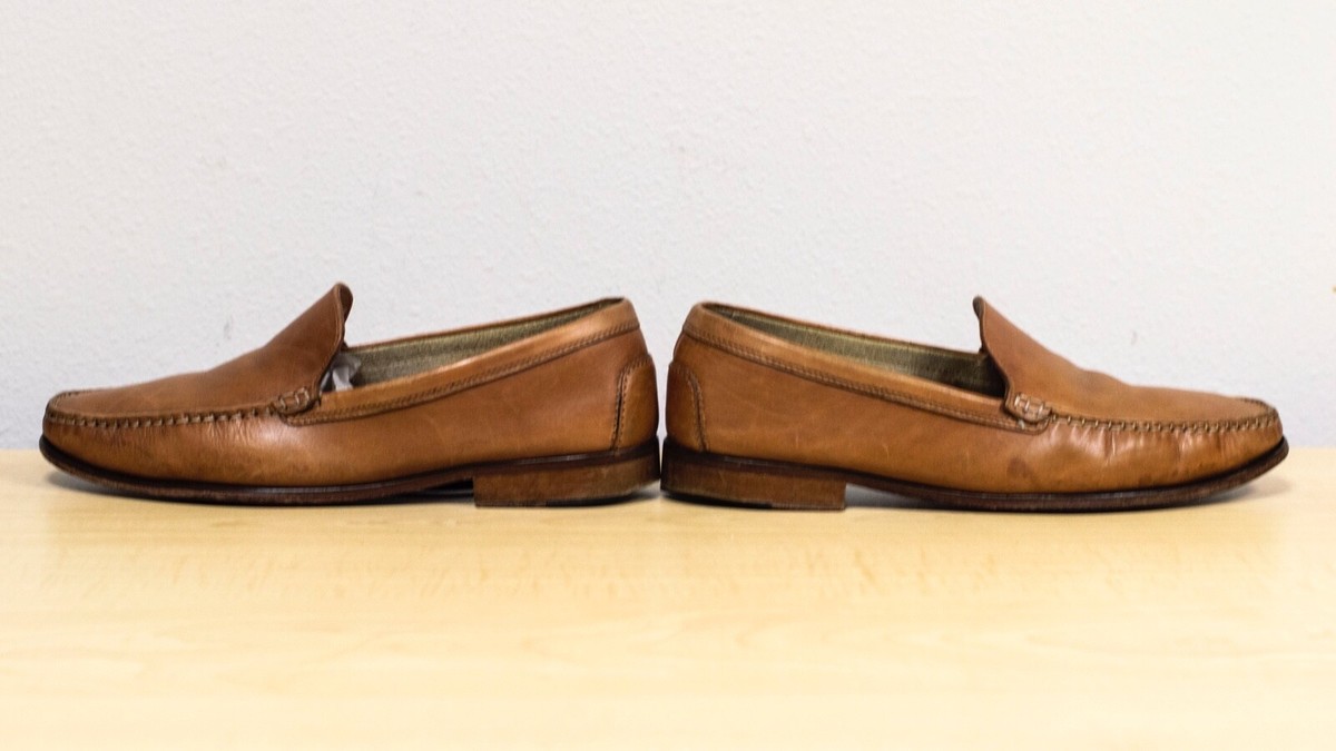 靴 Vintage brass boot leather Loafer Brass Boot Brown LeatherLoafers Dress Shoes Size 10.5 M