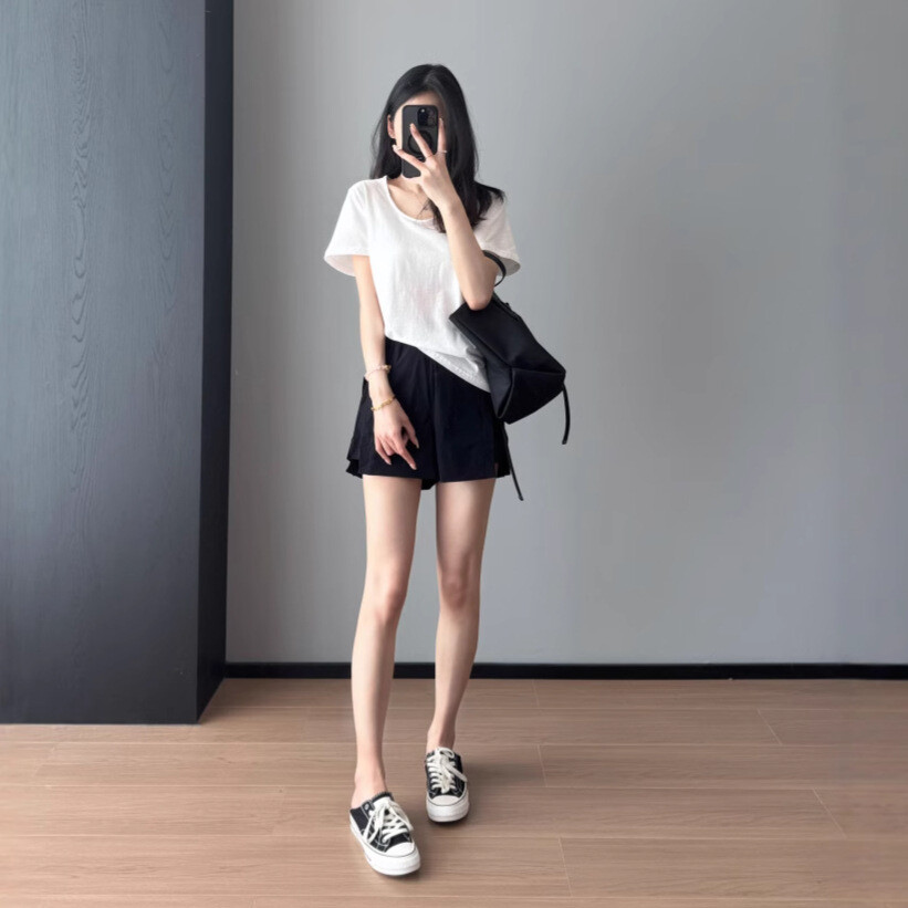 FILA T shirt donna estiva THE ROW classica collo a U grande cotone manica corta