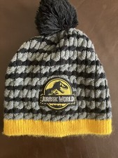 Jurassic World Kids Winter Hat Size Small Color Grey/Black/Yellow