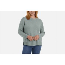 Ella Moss Women's Crew Neck Knit Pullover Sweater Green-Sz Med