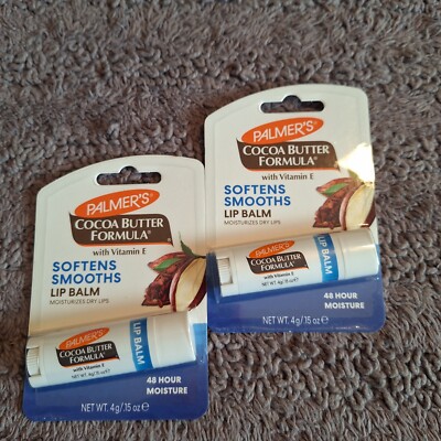 2 Pack Palmers Cocoa Butter Formula W/ Vitamin E Lip Balm 48 Hour Moisture