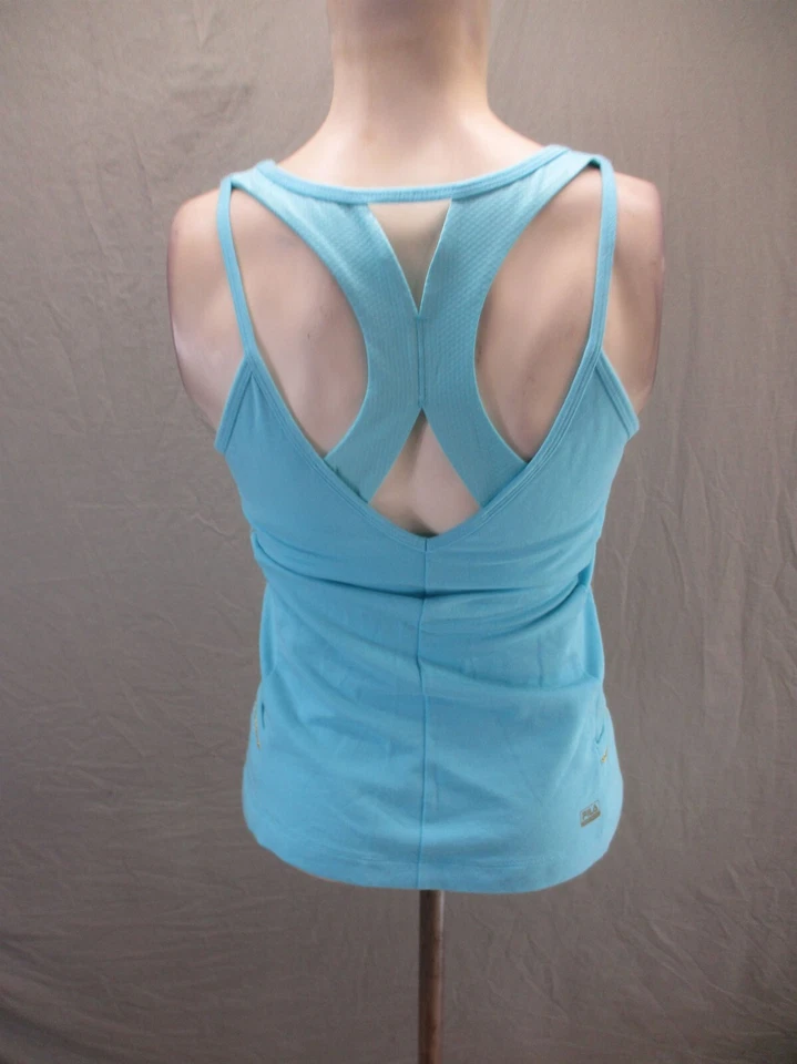 Camiseta sin mangas FILA 100 talla M para mujer mezcla de algodón cuello redondo atlética corredor espalda 517 Foto 4 de 4