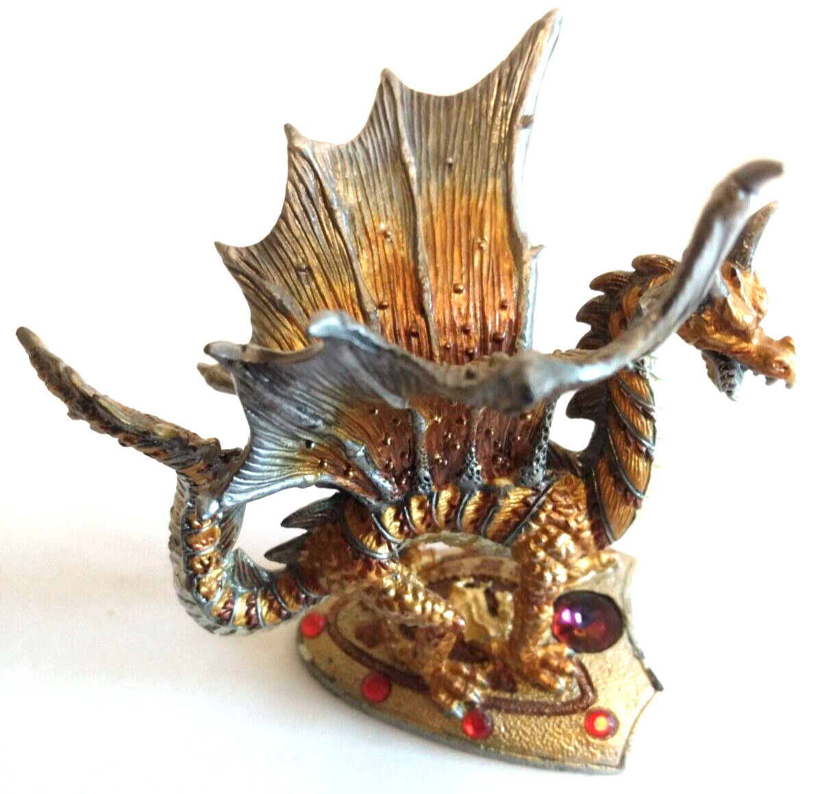 Pewter metal Dragon Figurine Rhinestones Painted Enamel Heavy eBay