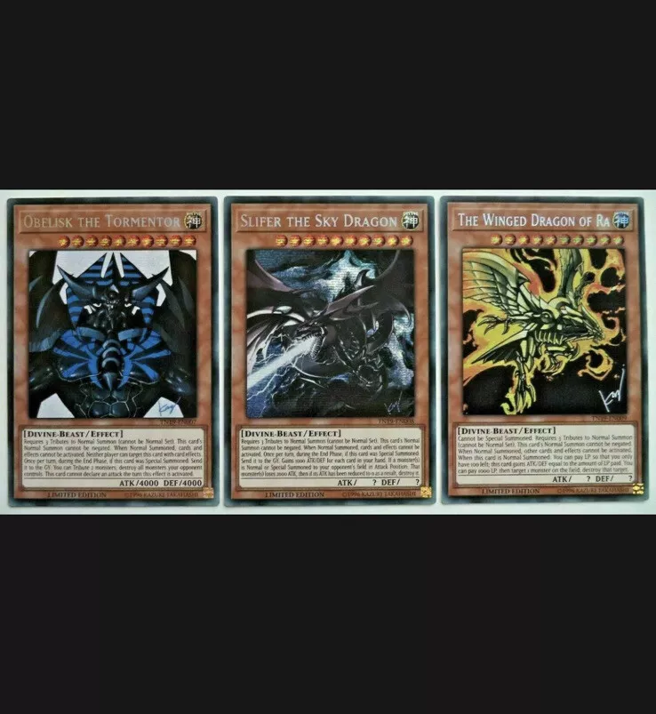 Yugioh Egyptian Gods + Sacred Beasts Prismatic Secret Rare 6 God Card Set