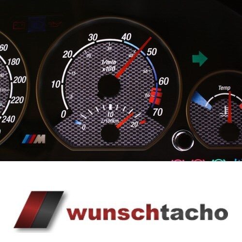 Tachoscheibe für Tacho BMW E46 Benziner 310 Kmh Carbon alle E46 top 021