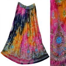 Plus Size 3X/4X/5X/6X Indian Ethnic Sequin Maxi Floral Skirt For Women Boho