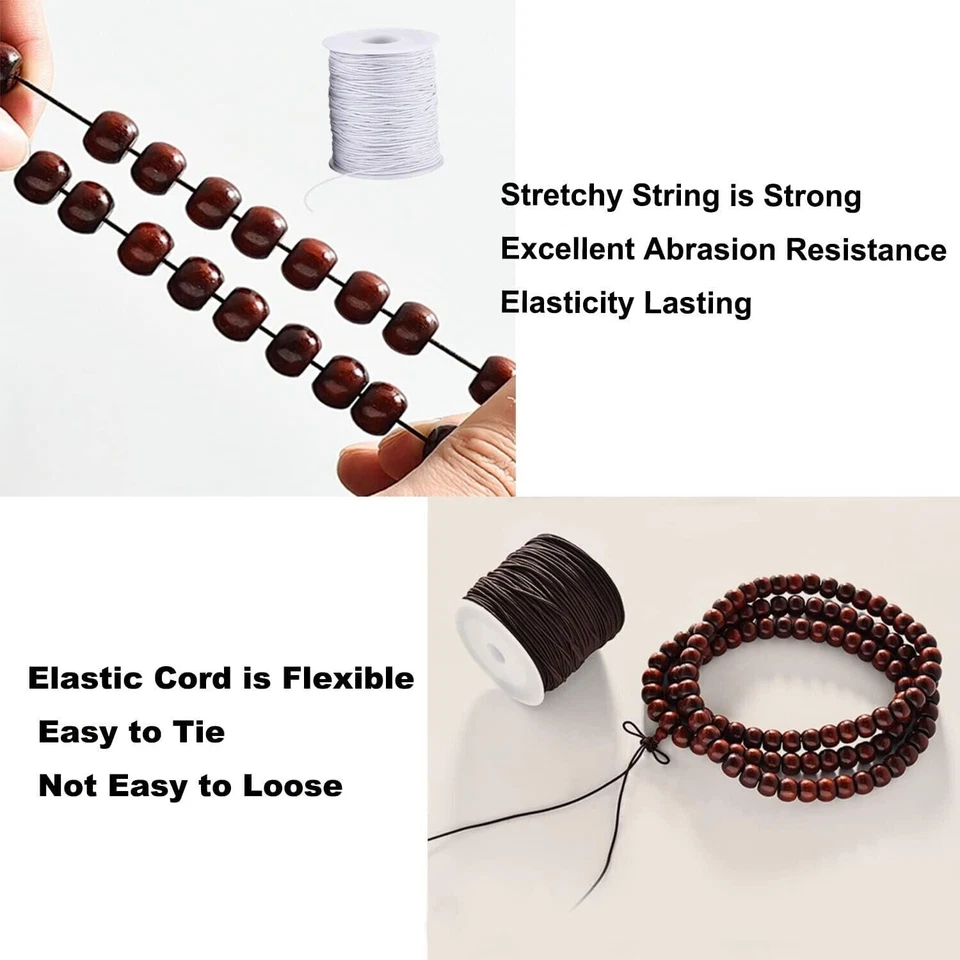 Cordones elásticos de nailon de 108 yardas 1 mm hilos elásticos rebordear cuerda fabricación de joyas Foto 4 de 4