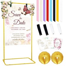 Wedding Sign Holder Gold Metal Adjustable Welcome to Our Wedding Sign Stand 6...
